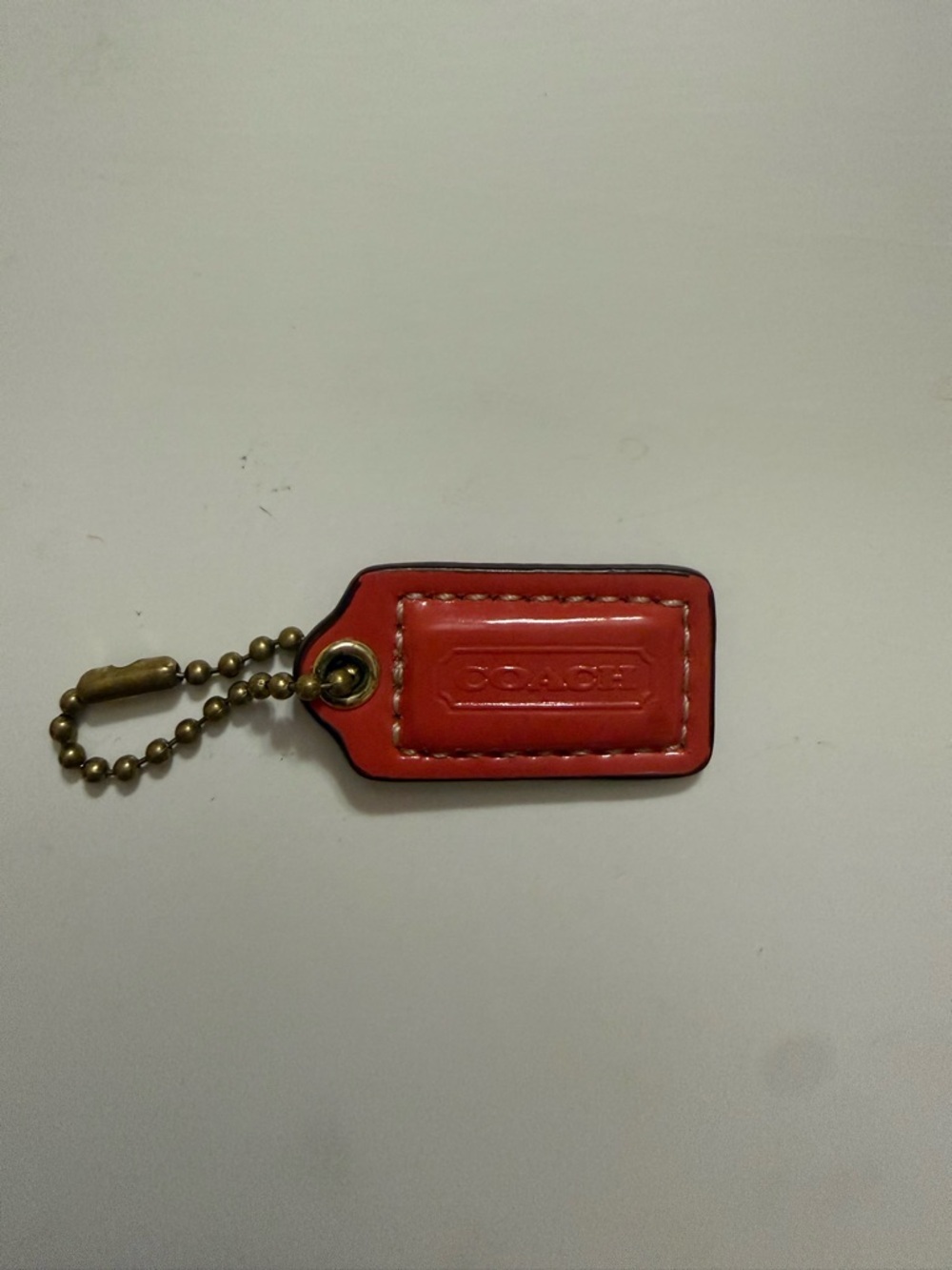 COACH Red Leather Key Tag Charm